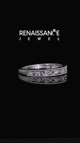 White Gold Round Laboratory-Grown Diamond Vintage Twist Wedding Band with Milgrain Rails