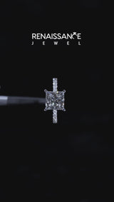 Platinum Heart Cut Diamond Solitaire Ring with Pavé Accents and Four-Prong Setting