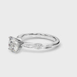 White gold Heart Solitaire Diamond Twisted Band with Four-Prong Setting