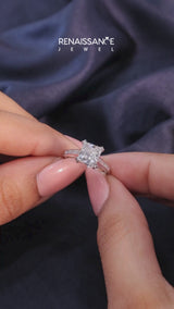 White gold Asscher Cut Channel Set Solitaire Engagement Ring with Prong Setting
