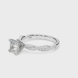 Silver Princess Solitaire Twisted Pave Band with Four-Prong Setting