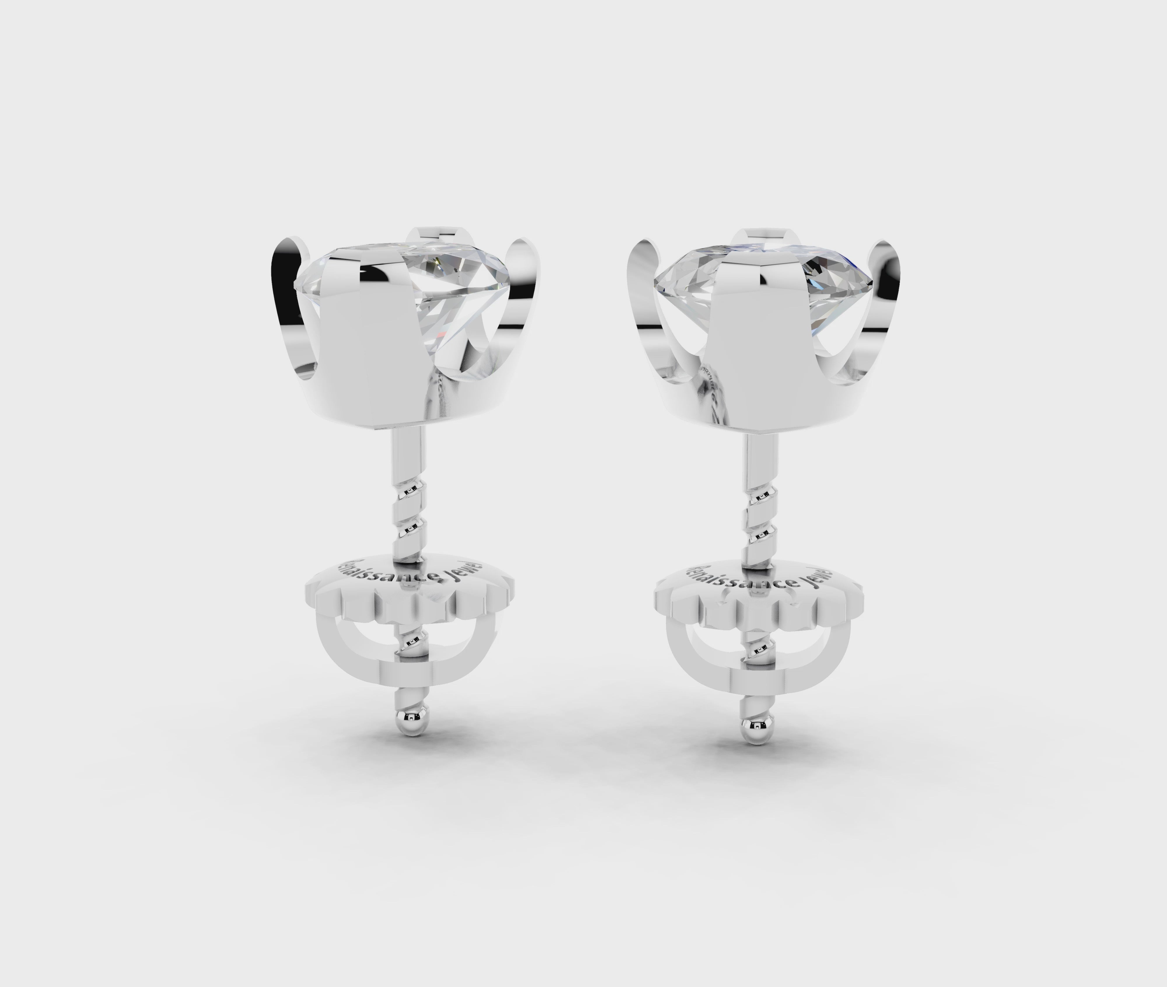 Silver Marquise Brilliant Diamond Stud Earrings 3