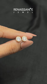 Yellow gold Bezel Set Round Diamond Stud Earrings with Push Back