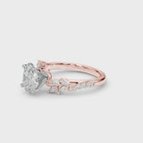 Rose gold Oval Solitaire Marquise Twist Band with Six-Prong Setting