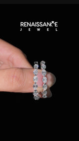 Silver Oval Cut Diamond Inside-Out Hoop Earrings