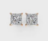 Rose gold Princess Cut Diamond Stud Earrings