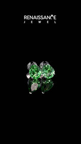 Platinum Pear Cut Green Sapphire Stud Earrings