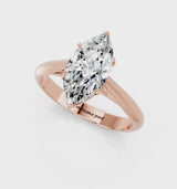 Rose gold Marquise Cut Diamond Solitaire Engagement Ring with Cathedral Setting and Four-Prong Mount