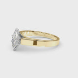 Yellow gold Marquise Solitaire Engagement Ring with Four-Prong Setting and Tapered Band