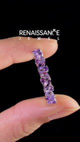 Silver Marquise and Round Amethyst Vine Eternity Band with Prong Setting
