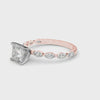 Rose gold Princess Solitaire Marquise Side Stone Prong Setting Ring 3
