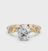 Yellow gold Oval Solitaire Twisted Band with Prong Setting