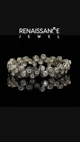 Silver Bezel Set Round Diamond Cluster Tennis Bracelet