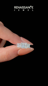 White gold Princess Diamond Three-Stone Ring with Prong Setting and Classic Band