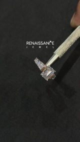 Rose gold Radiant Cut Diamond Classic Solitaire Ring with Pavé Band and Four-Prong Setting
