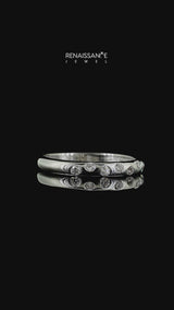 Silver Round Diamond Flush-Set Comfort Fit Band
