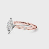 Rose gold Marquise Solitaire Diamond Twisted Band with Four-Prong Setting