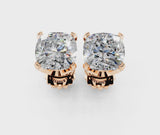 Rose gold Cushion Cut Diamond Stud Earrings