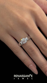 White gold Asscher Cut Cut Diamond Channel Set Solitaire Ring with Four-Prong Setting
