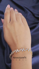Yellow gold Bezel Set Round Diamond Cluster Tennis Bracelet