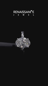 Silver 1.04 Carat E VVS2 Oval Solitaire Engagement Ring with Cathedral Band and Four-Prong Setting