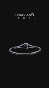 White gold Bezel Set Round Diamond Tennis Bracelet with Box Clasp
