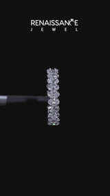 10K White Gold Oval Cut Diamond Eternity Band with Shared Prong Setting