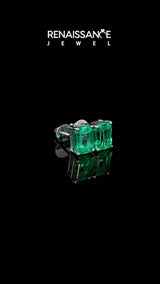 Platinum Emerald Cut Emerald Stud Earrings