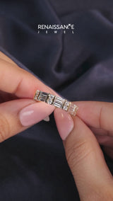 Yellow gold Channel Set Baguette and Round Diamond Eternity Band
