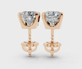 Rose gold Cushion Cut Diamond Stud Earrings