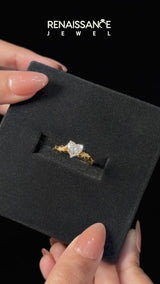 Yellow gold Heart Solitaire Vine Band with Milgrain Prong Setting