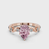 Rose gold Fancy Pink Pear  Solitaire Twisted Band with Prong Setting
