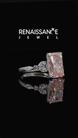 White Gold Radiant Cut Engagement Ring Setting for Fancy Pink Center
