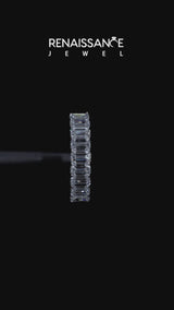White gold Emerald Cut Diamond Prong-Set Eternity Band