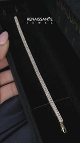 Yellow gold Round Cut Diamond Tennis Bracelet with Double Row Prong Setting