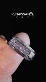 Silver Princess Diamond Pavé Panel Mens Band