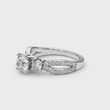 Silver Three-Stone Round Cut Diamond Twist Band with Prong Setting