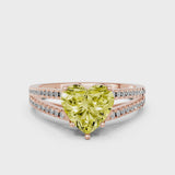 Rose gold Fancy Yellow Heart Cut Diamond Solitaire Engagement Ring with Split Shank Pavé Band
