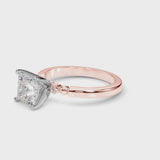 Rose gold Cushion Solitaire Beaded Band with Four-Prong Setting