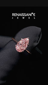 Rose gold Fancy Pink Pear Cut Diamond Solitaire Engagement Ring with Classic Band and Four-Prong Setting