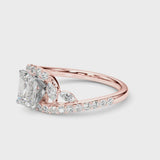 Rose gold Emerald Solitaire with Pavé Twist Band and Four-Prong Setting