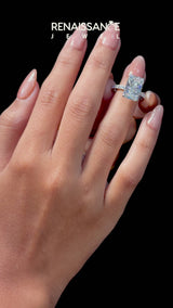 Platinum Princess Cut Diamond Pavé Engagement Ring with Round  Accents and Prong Setting
