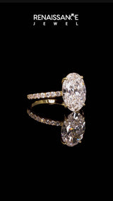 Yellow gold Cushion Cut Diamond Solitaire Ring with Micro Pave Band and Four Prong Setting