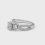 White gold Three-Stone Oval Cut Diamond Twist Band with Prong Setting