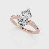 Rose gold Marquise Cut Channel Set Solitaire Engagement Ring with Four-Prong Setting