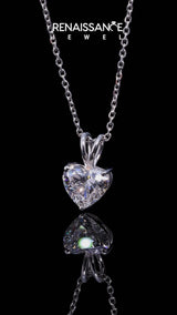White gold Heart-Shaped Diamond Solitaire Pendant with Four-Prong Setting