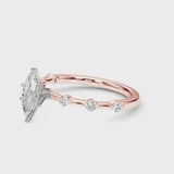 Rose gold Marquise Solitaire Diamond Ring with Bezel Set Side Stones and Prong Setting
