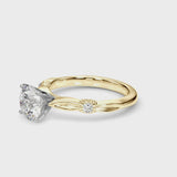 Yellow gold Round Solitaire Diamond Twisted Band with Four-Prong Setting
