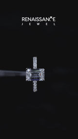 White gold Pear Cut Diamond Pavé Band with Four-Prong Setting
