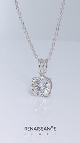 Silver Round Solitaire Pendant with Four-Prong Setting